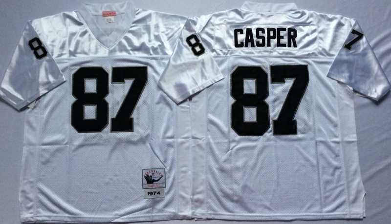 Raiders 87 Dave Casper White M&N Throwback Jersey->nfl m&n throwback->NFL Jersey